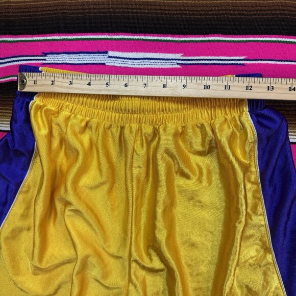 RARE VTG Dunk Basketball Shorts Men Yellow Purple Shiny Dazzle‎ Silky *No Size* - Picture 5 of 7